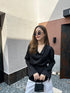 Premium Satin Cowl Neck Waist Tie Trumpet Sleeves Tops